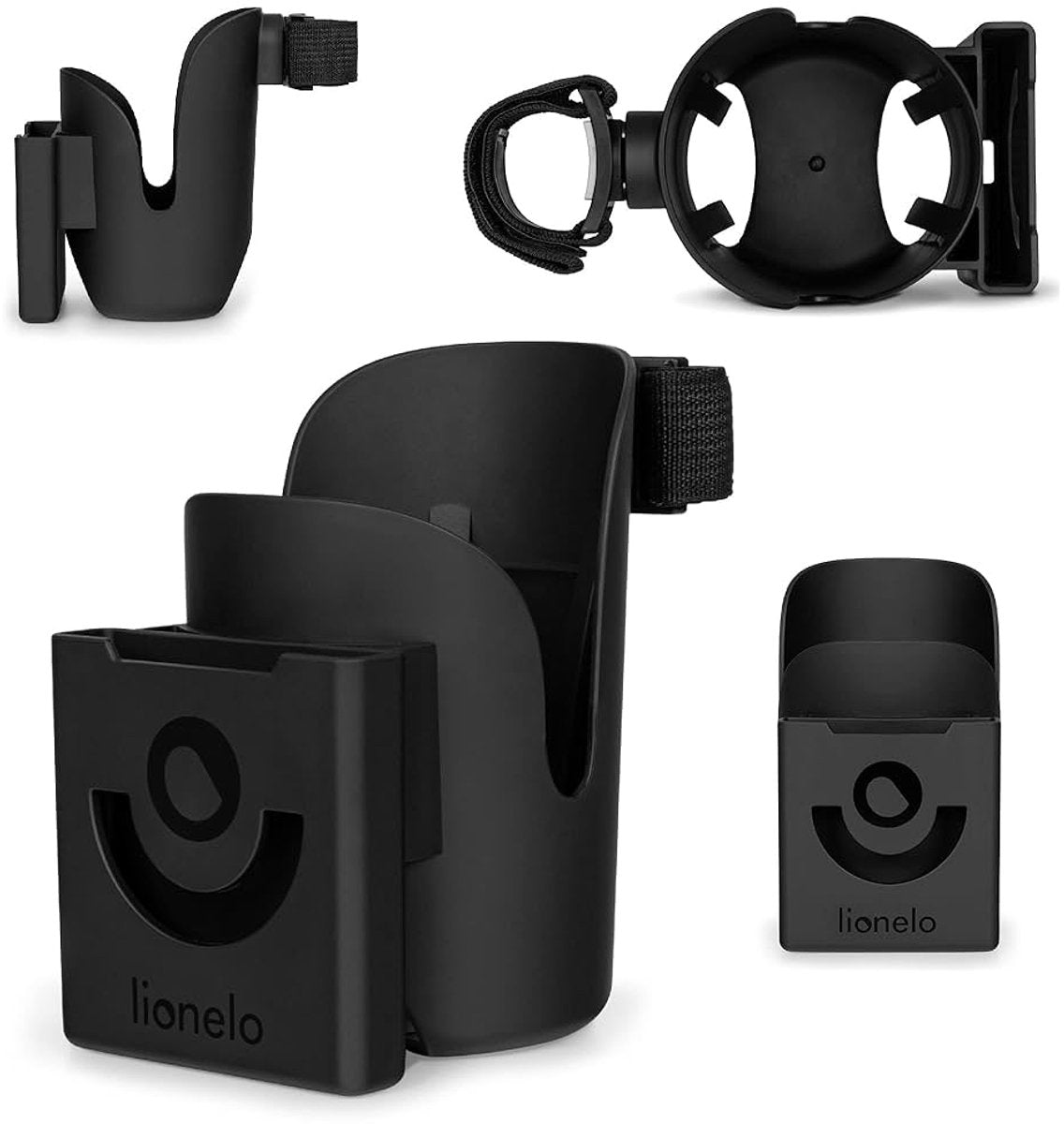 Lionelo ove - porte-gobelet et porte-téléphone - porte-gobelet, porte-bouteille - accessoires, support pour smartphone - universel - adapté à la plupart des bouteilles et smartphones - système de montage 360°