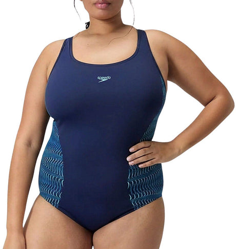 Maillot de bain une pièce femme Speedo grande taille placement medalist - bleu marine