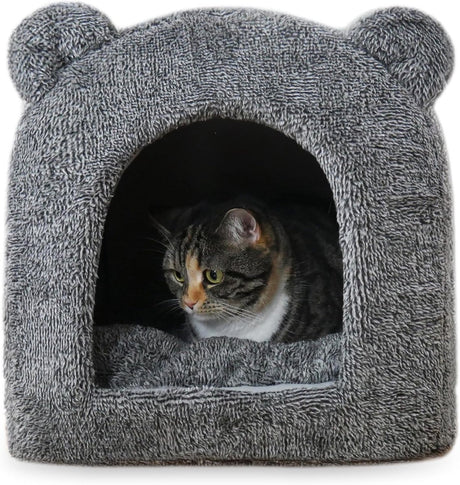 40 clins d'oeil panier chat palissandre igloo teddy gris