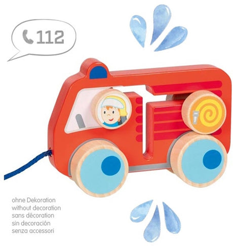 Goki figurine à tirer en bois pompiers 112