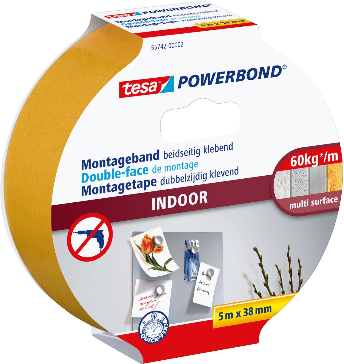 Tesa powerbond ruban de montage double face intérieur installation permanente en intérieur - 5 m