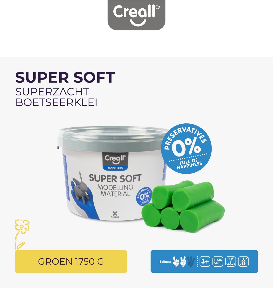 Creall Suppersoft Clay Green, 1750gr.