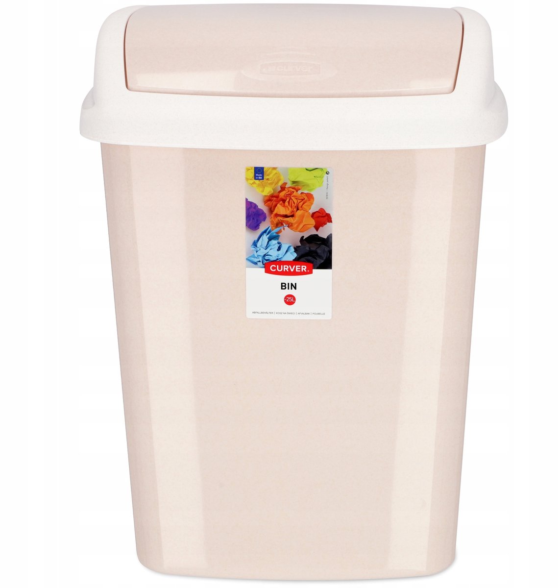 Curver mölleimer avec couvercle coulissant dominik 25l beige blanc