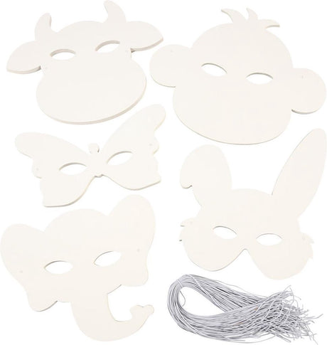 Société créative https : www.ccobby.nl masques d'animaux-h-13-24-cm-w-20-28-cm-230-gr-white-100-piece-1-box