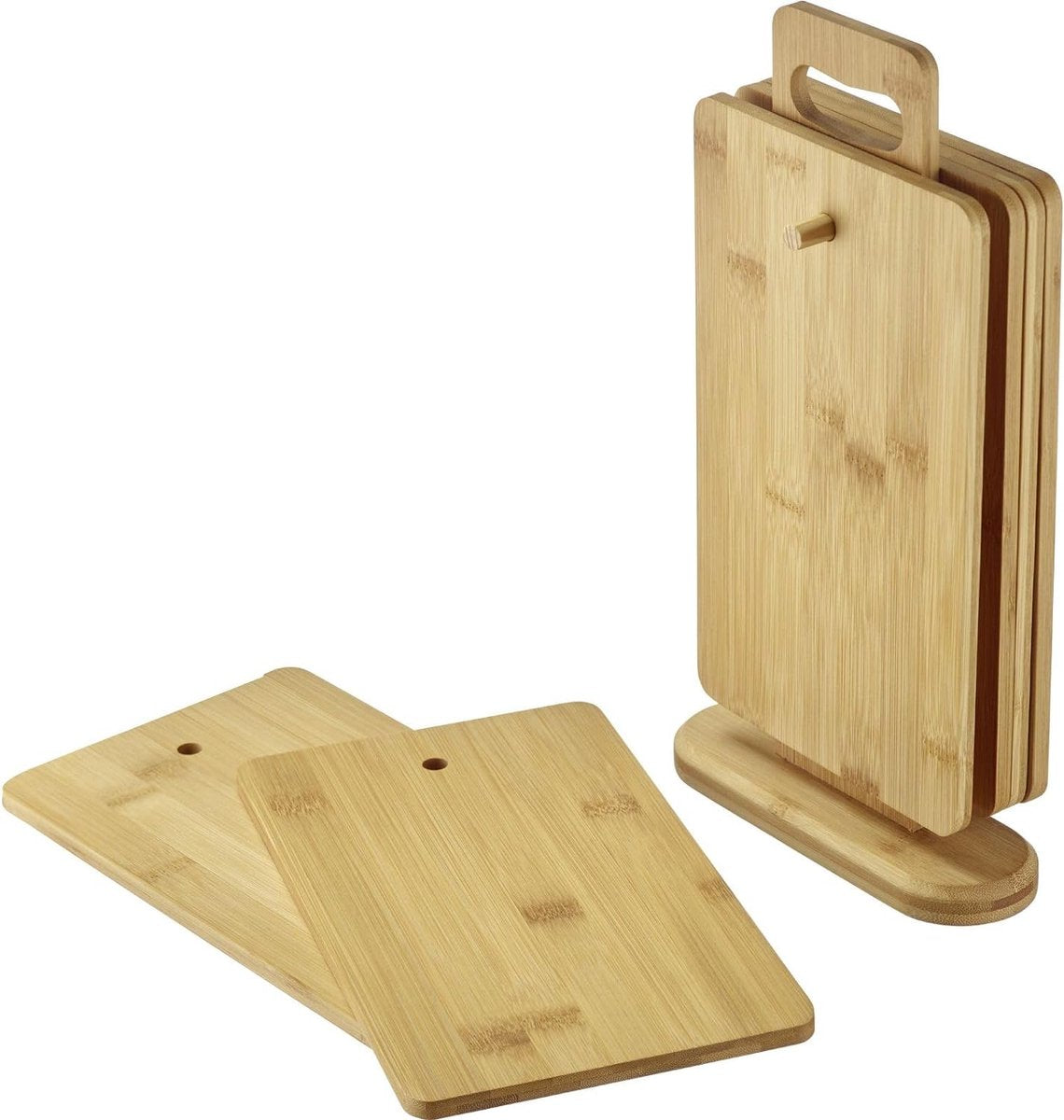 Set de planches à petit-déjeuner Westmark - 6 planches à pain avec planche à pain support, planches pour le petit-déjeuner et le dîner, également idéales comme planches à découper ou planches de service - bambou, 7 pcs.