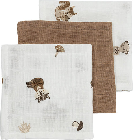 Lingettes buccales Meyco pour bébés animaux de la forêt - paquet de 3 - hydrophiles - caramel - 30x30cm
