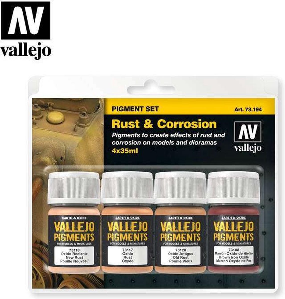 Vallejo val73194 - ensemble de pigments de corrosion antirouille - 4 couleurs