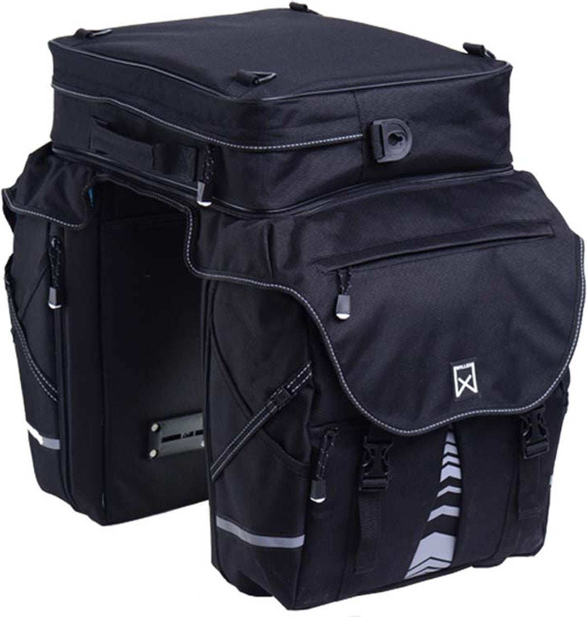 Sac à bagages Willex xl 1200 - sac à vélo double - compartiment supérieur zippé - 65 litres - noir - vacances
