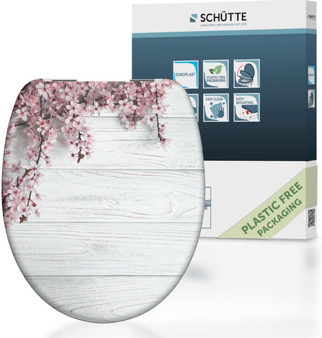 Siège de toilette Schütte avec des fleurs à fermer en bois