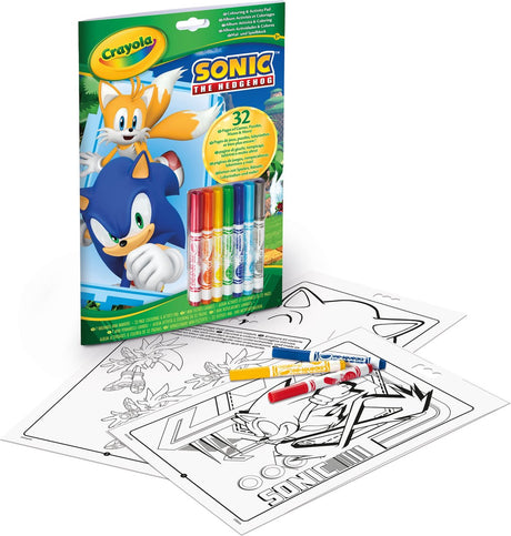 Crayola - livre de coloriage - sonic - 32 pages à colorier et 7 mini feutres lavables