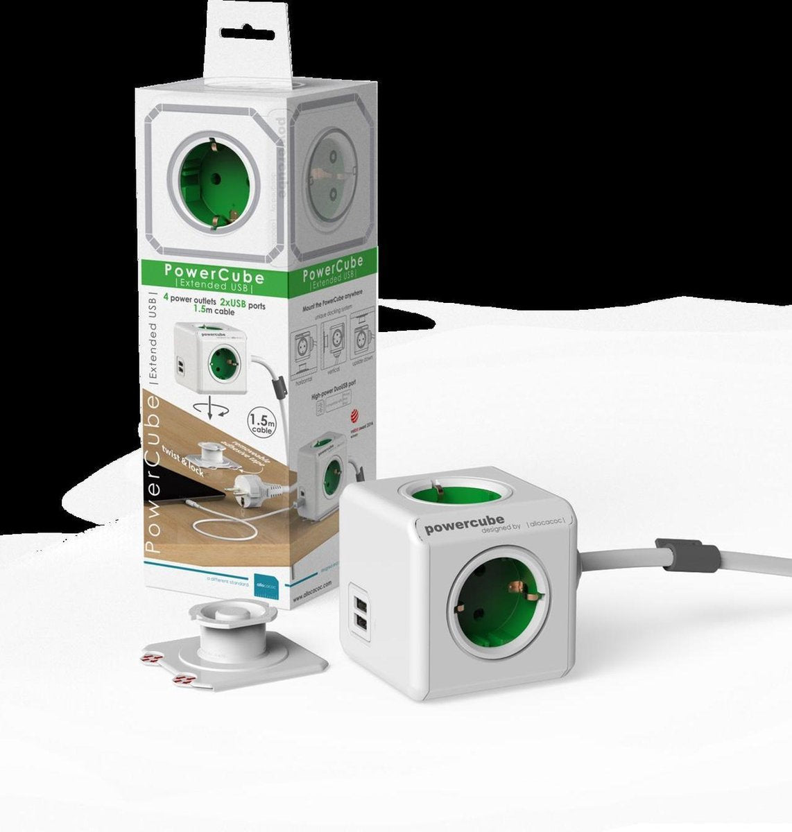Multiprise Designnest allocacoc powercube blanc vert
