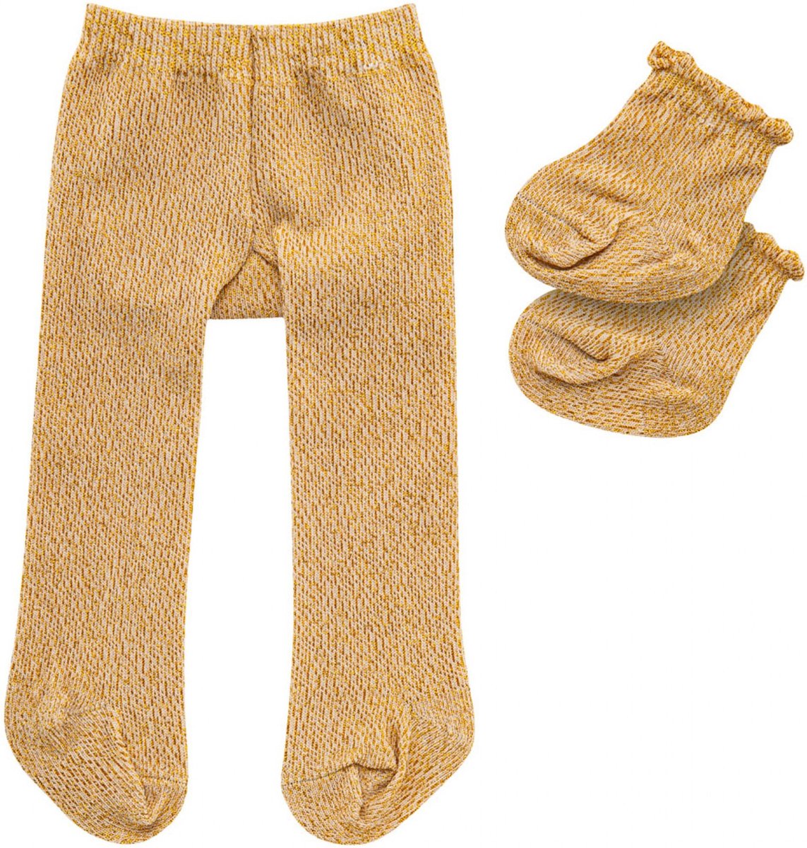 Collants de poupée Heless avec chaussettes - or, 35-45 cm