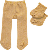 Collants de poupée Heless avec chaussettes - or, 35-45 cm