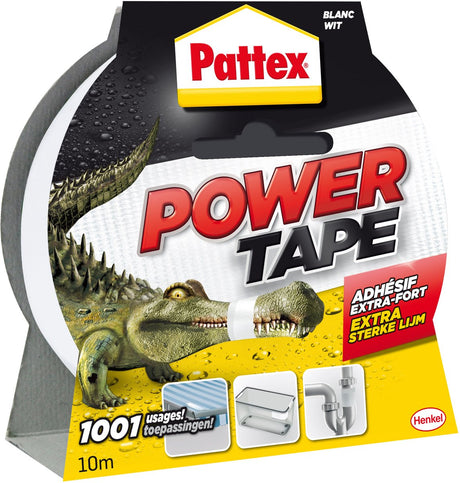 Pattex power tape 10 m wit | power ducktape voor universeel gebruik | waterdichte extreem sterk | premium grip ducktape.