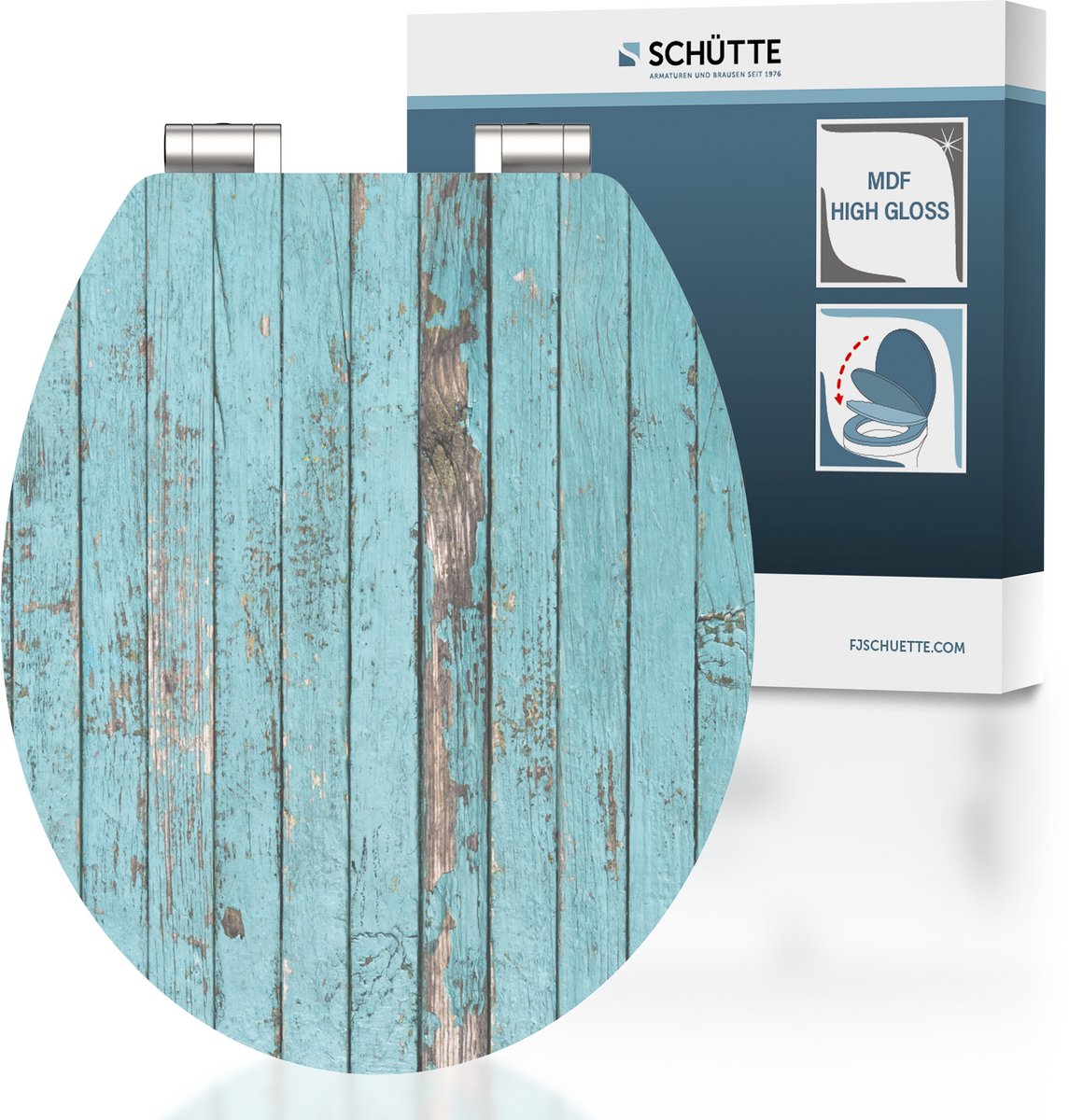 Siège de toilettes Schütte avec bois bleu en bois doux MDF haut de gamme