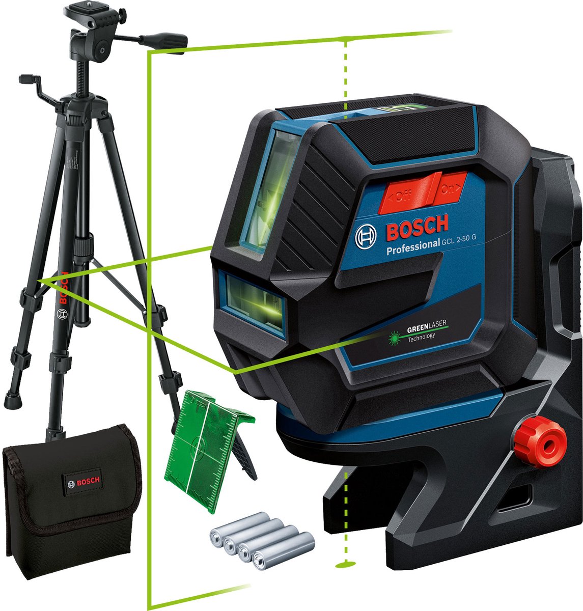 Laser combiné professionnel Bosch bleu gcl 2-50 g | y compris trépied de chantier bt 150 - 0601066m01