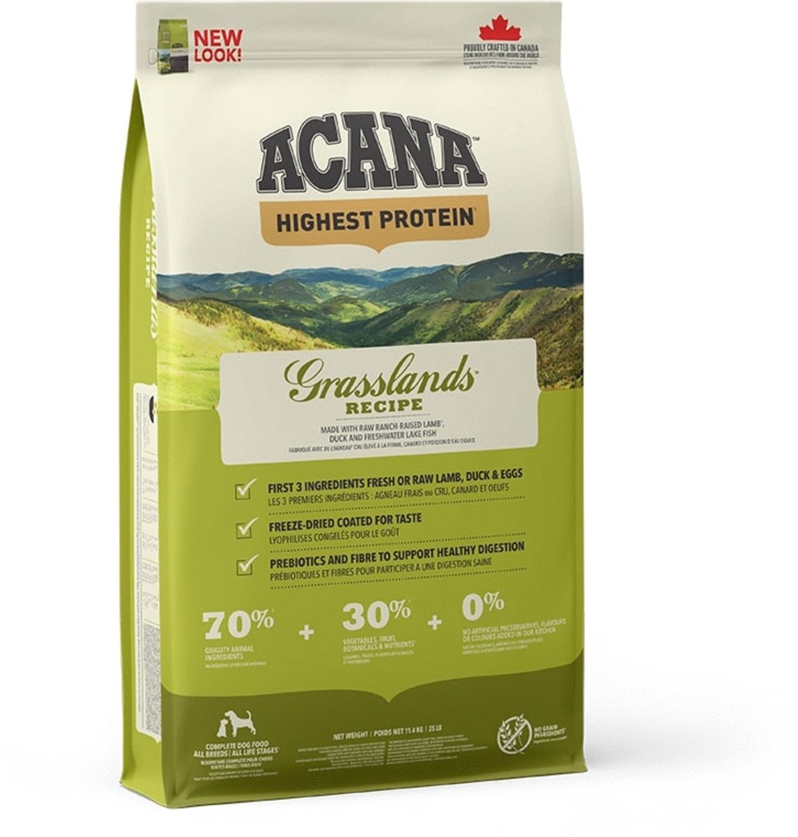 Nourriture pour chiens Acana - Prairies les plus riches en protéines - sans céréales, riche en protéines, 11,4 kg