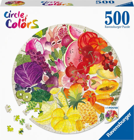 Ravensburger puzzle rond cercle de couleurs fruits et légumes - puzzle - 500 pièces