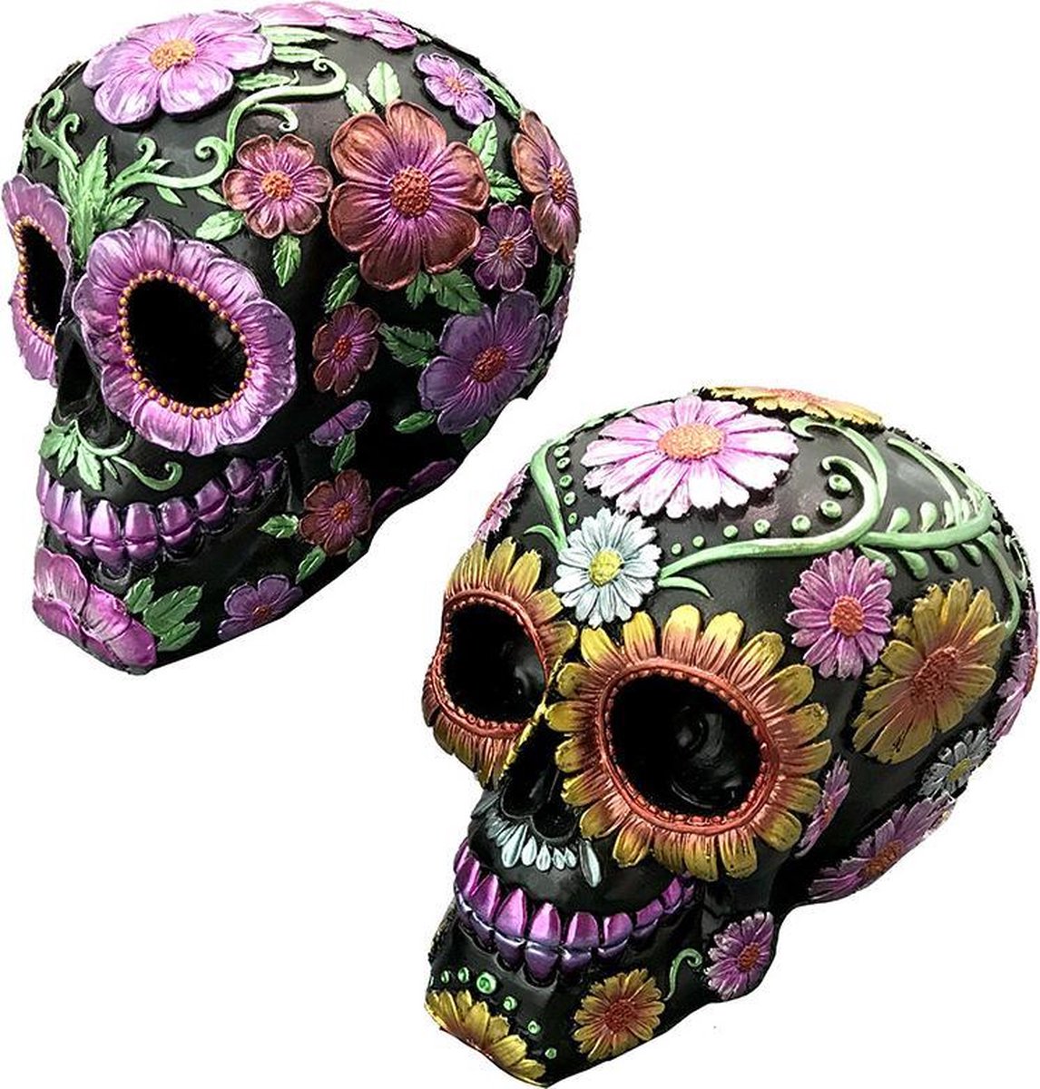 Puckator jour des morts figurine de décoration de marguerite et de crâne de fleur