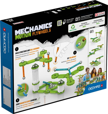 Volants recyclés Geomag Mechanical Motion - Jouets de construction magnétiques avec volants - 96 pièces