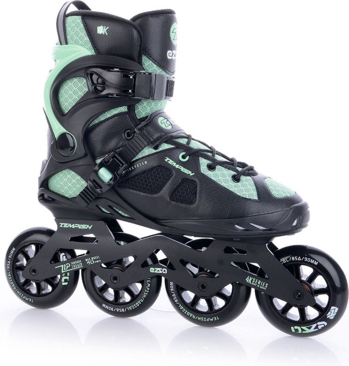 Tempish patins à roues alignées femme ezza 90 - roues 4x90 mm - patins à roues alignées fitness - noir vert - taille 37
