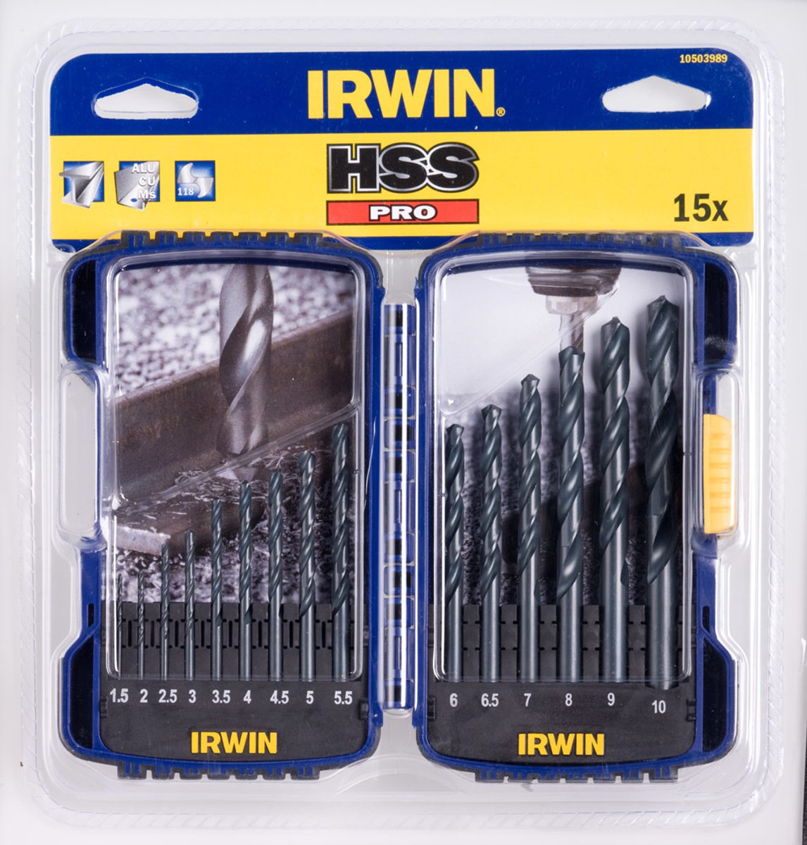 Irwin hss pro series - jeu de forets pour le métal - 1,0-13,0 mm - conforme à la norme DIN 338 - vitesse de perçage rapide