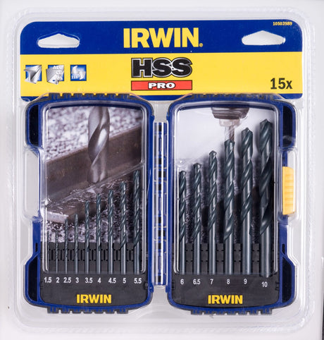 Irwin hss pro series - jeu de forets pour le métal - 1,0-13,0 mm - conforme à la norme DIN 338 - vitesse de perçage rapide