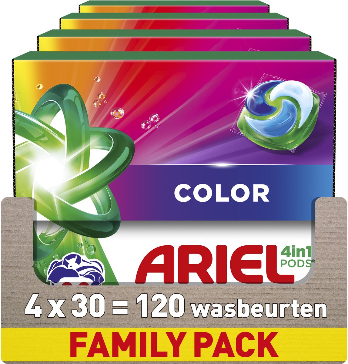 Dosettes de lessive Ariel 4en1 couleur - 4 x 30 lavages
