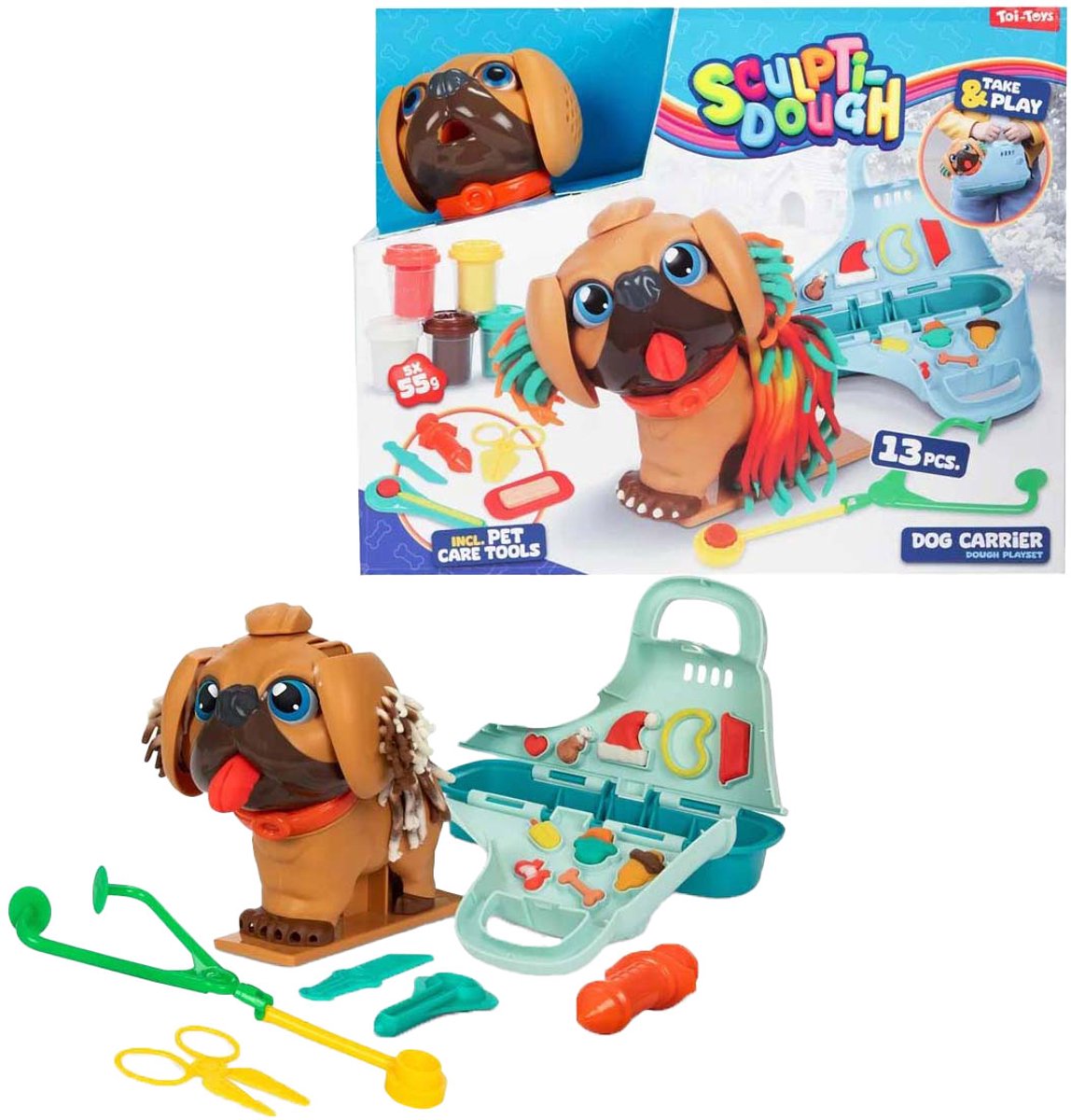 Toi-toys ensemble d'argile à sculpter chien gardien de zoo, 13 pièces.