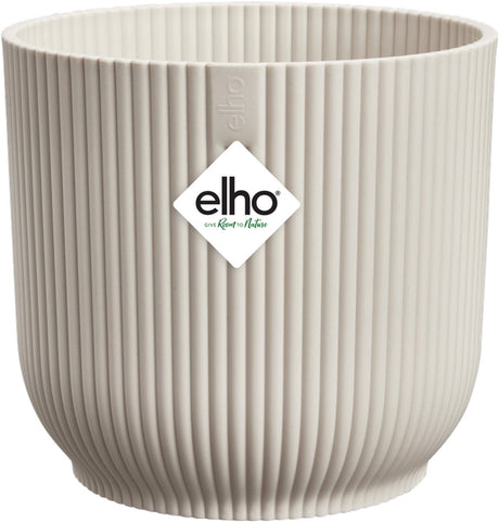 Elho vibes fold rond 18 - bloempot voor binnen - 100% gerecycled plastic - ø 18.4 x h 16.8 cm - linnen wit