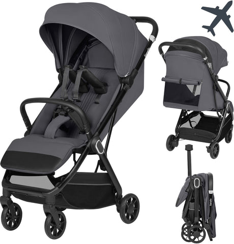 Lionelo Bess Buggy – poussette ultra compacte 6 m – 22 kg – poids léger de 7,5 kg – pliable automatiquement d'une seule main – capote XXL UPF50+ – position couchée 83 cm – ceinture magnétique 5 points – roues suspendues à 360° – facile à voyager