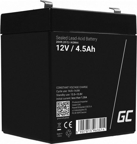 Batterie Greencell agm vrla 12v 4,5ah sans entretien.