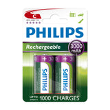 Ventes de batteries europe batteries rechargeables philips rechargeables nimh c hr14 3000mah, 2 pcs.