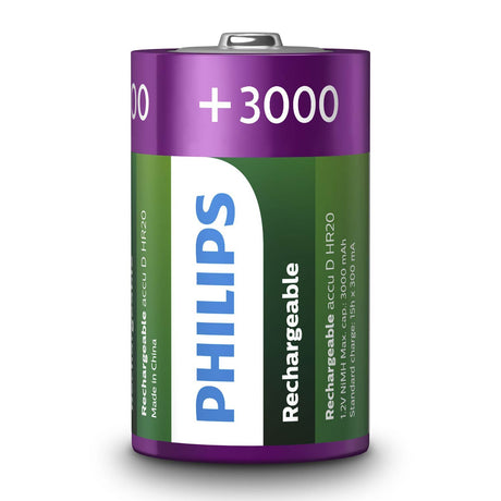 Ventes de batteries en Europe, batteries rechargeables philips rechargeables nimh d hr20 3000mah, 2 pièces.
