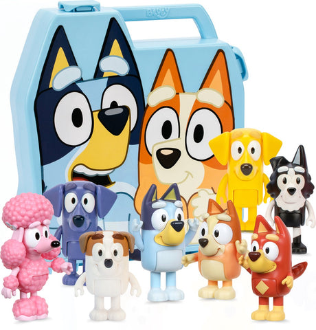 Mallette de rangement Bluey avec 8 figurines