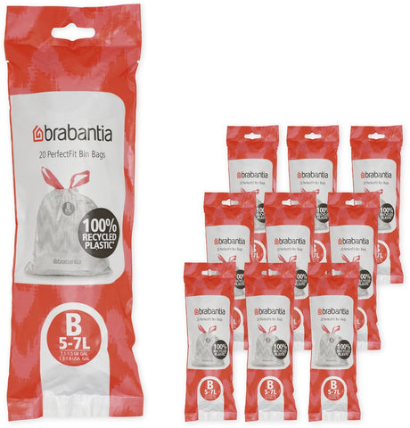 Sacs poubelle Brabantia perfectfit - 5 l - code b - 10 rouleaux x 20 pièces