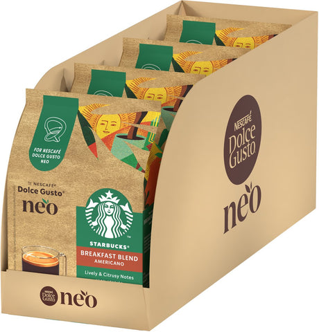 Starbucks by Nescafé Dolce Gusto Neo Coffee Pods Breakfast Blend - 4x12 dosettes pour 12 tasses de café