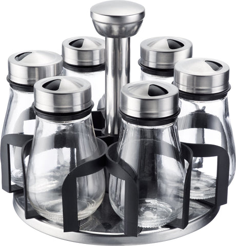 Organisateur d'épices Westmark Lisbon - set à épices pratique de 7 pièces avec carrousel, rond, rotatif avec grande poignée, pots à épices de 125 ml