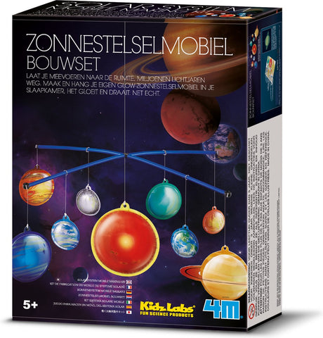 4m science et jeux - ensemble de construction mobile du système solaire - brille dans le noir - modélisme - kidzlabs - 5+