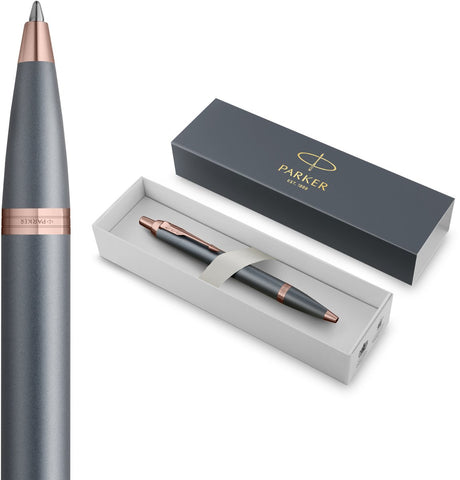 Parker dans un stylo à bille | collection touche finale | finition ardoise | moyen | bleu | emballage cadeau