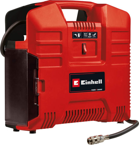 Compresseur à batterie Einhell te-ac 36 8 li ou set solo - puissance x-change - 36 v li-ion - max. 8 bar - sans huile - puissance d'aspiration 130 l min - incl. Jeu d'adaptateurs 3 pièces - excl. batterie et chargeur