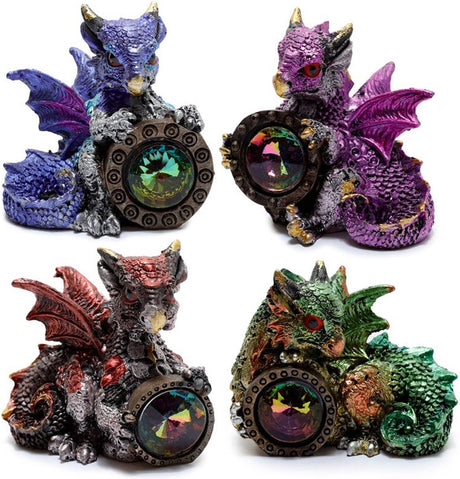 Dragon de bouclier de pierres précieuses d'éléments