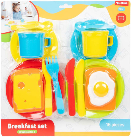 Ensemble de petit-déjeuner Toi-toys pour la maison, 16 pièces.