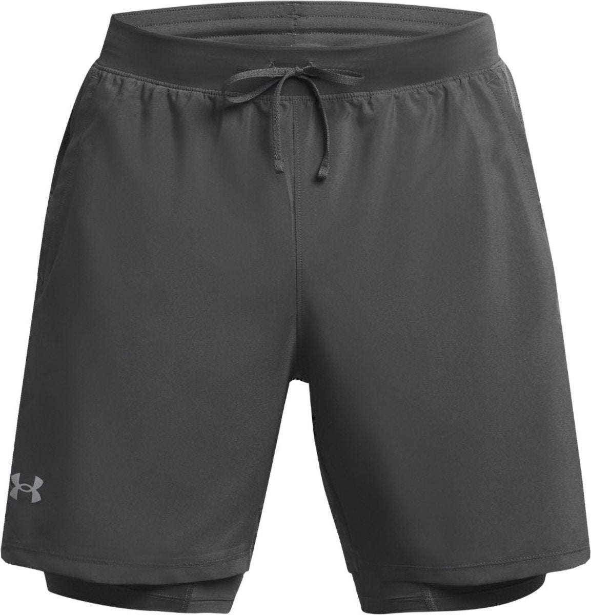 Under Armour ua launch 7'' 2-in-1 shorts-gris pantalon de sport pour hommes - Castlerock - Castlerock - réfléchissant