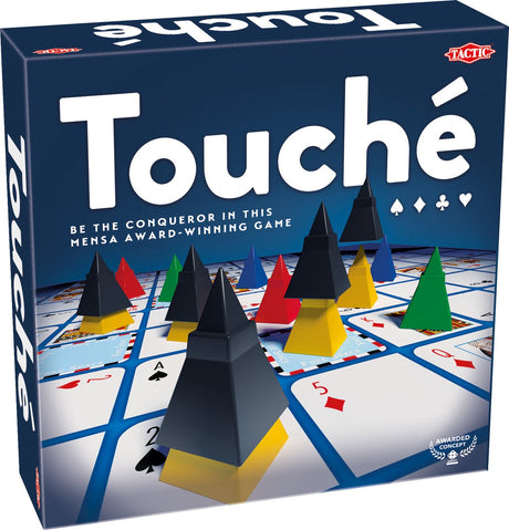 Tactic touché – jeu de société – jeu de cartes tactique – jeu de cartes et pions stratégiques – placer des pions, bloquer des adversaires et marquer des schémas – jeu familial – gagnant du prix Mensa Select – jeu primé – 2 à 4 joueurs – à partir de 8 ans