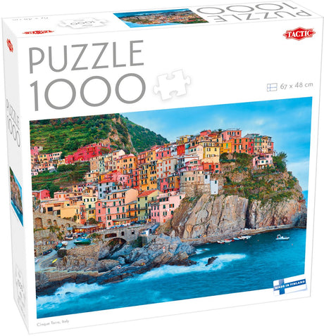 Tactic Cinque Terre, Italie – Puzzle – 1000 pièces – Villages côtiers italiens colorés – Puzzle paysage méditerranéen – Haute qualité scandinave