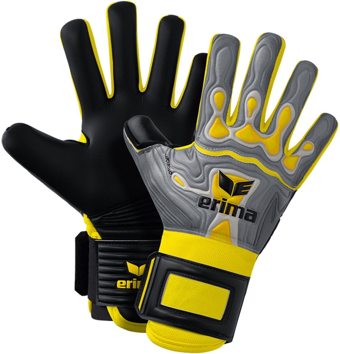 Erima gants de gardien de but flex-ray hardground hommes - gris jaune | taille : 8