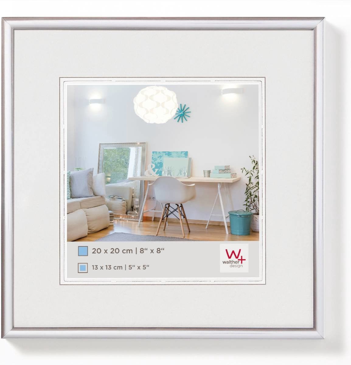 Walther new lifestyle - cadre en plastique - format photo 20x20 cm - argent