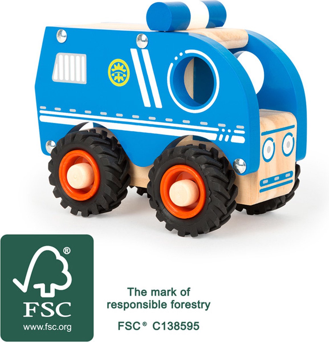 Small foot - voiture de police en bois bleue