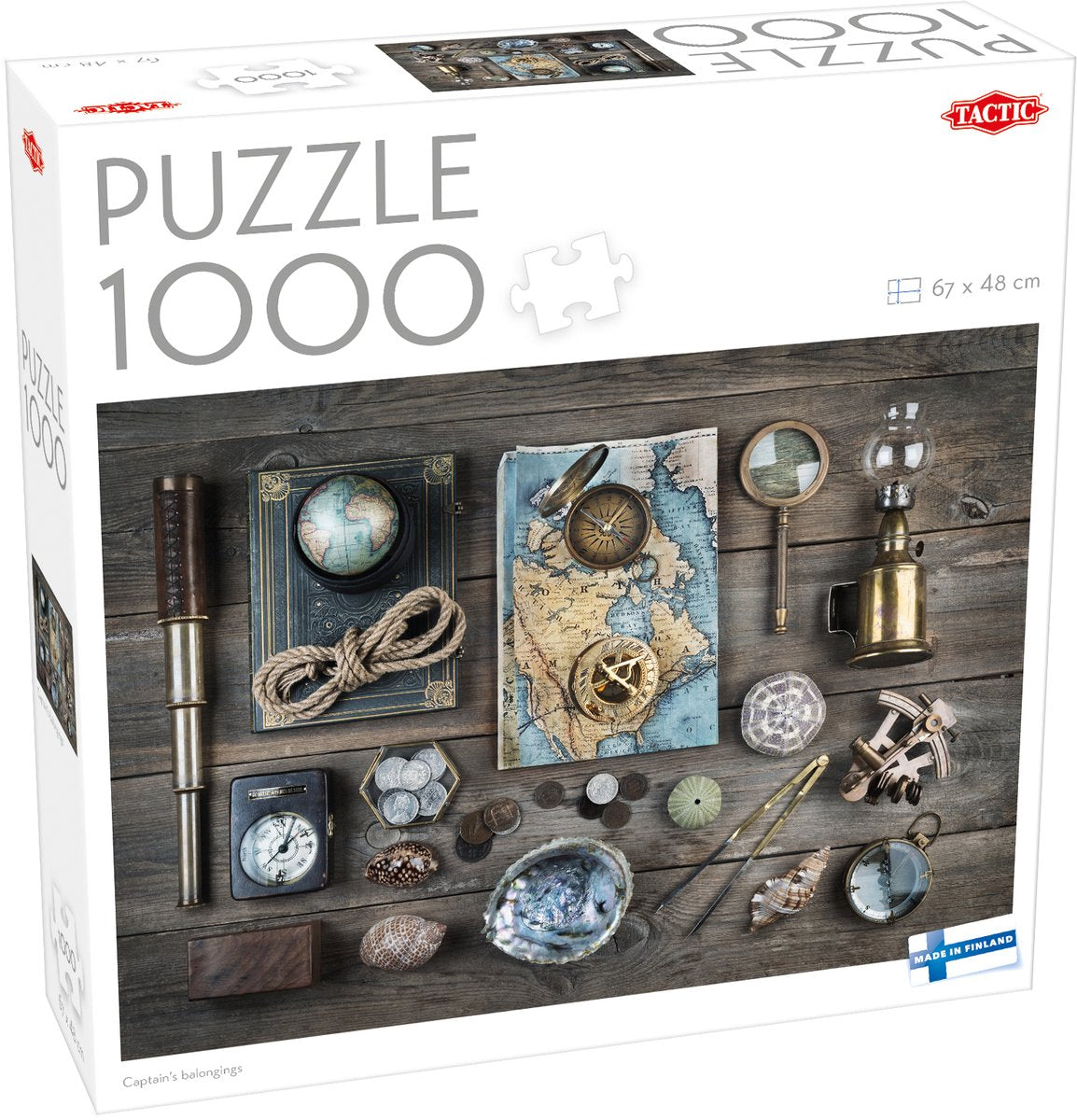 Affaires du capitaine Tactic - puzzle - 1000 pièces - objets de découverte maritime - navigation et aventure vintage - haute qualité scandinave